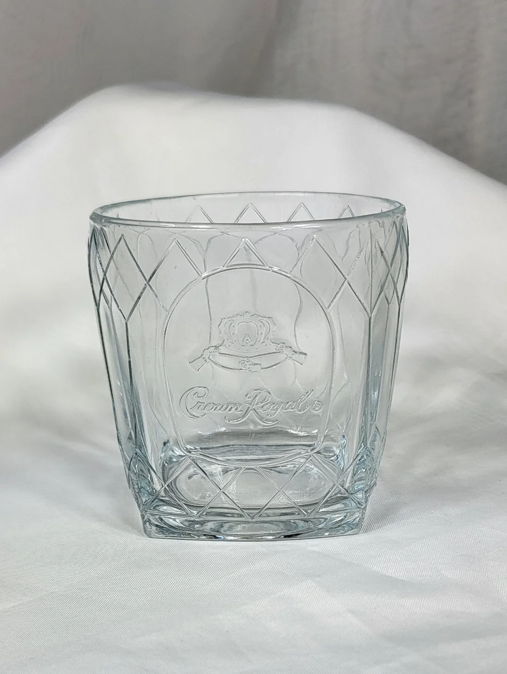 Crown Royal Embossed Diamond Pattern Low Ball Whiskey Glass 10oz